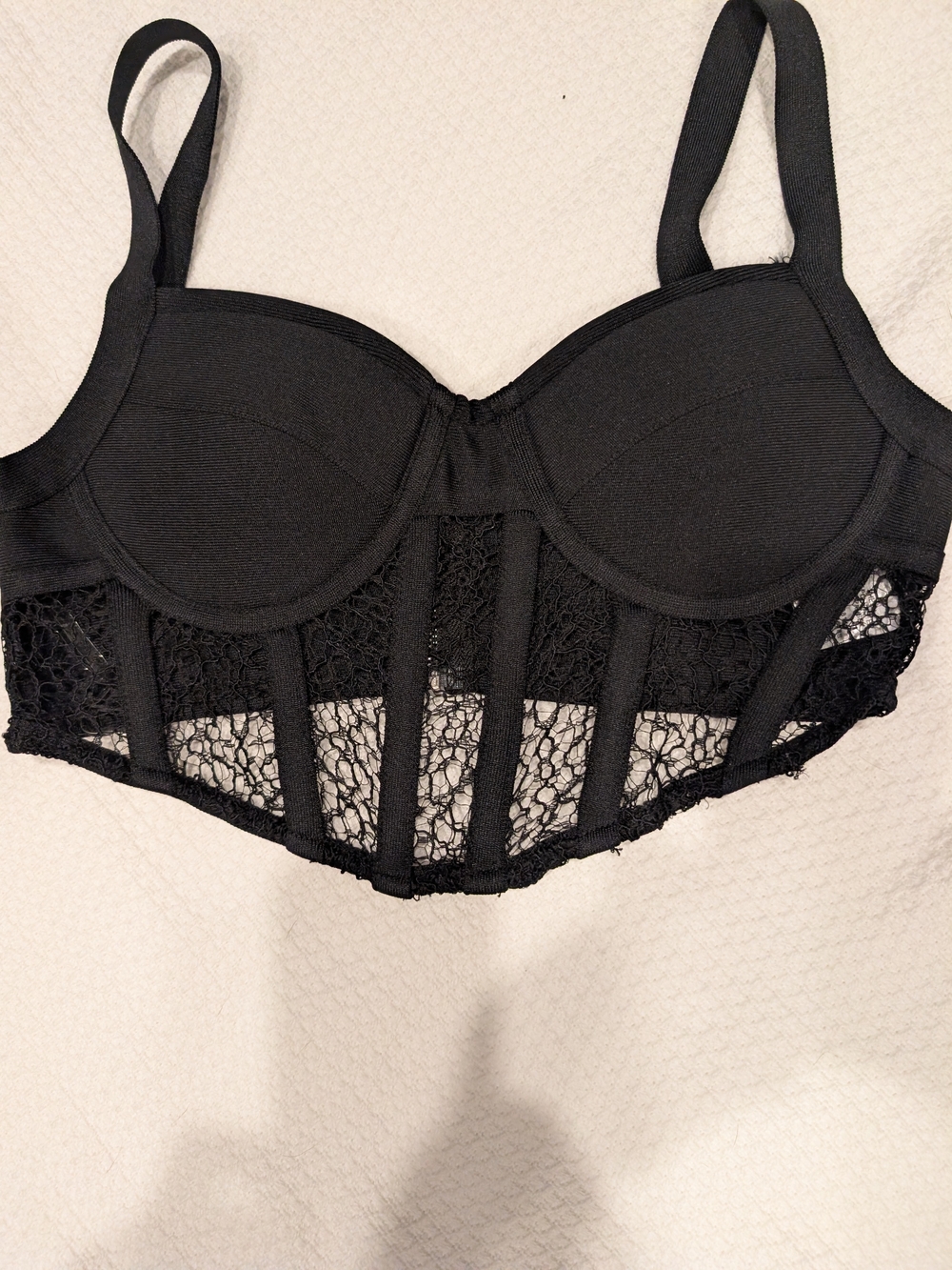 Black Lace Longline Bralette with Underwire Support